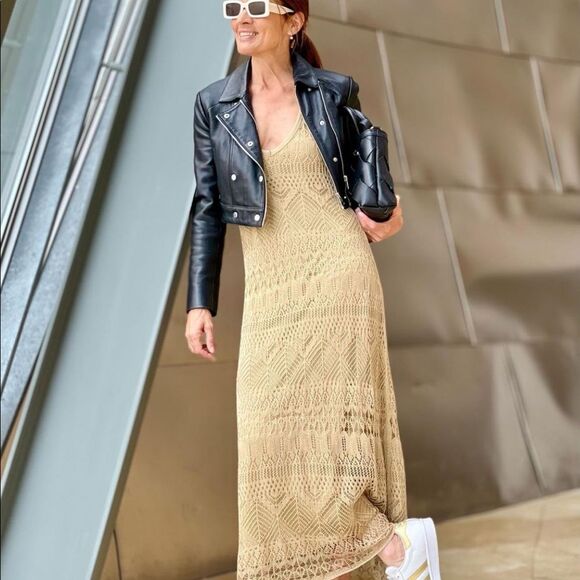 ZARA METALLIC THREAD OPENWORK DRESS - Picture 4 of 10